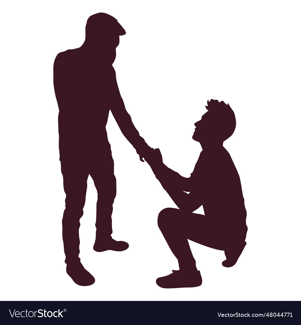 Couple proposal silhouette Royalty Free Vector Image