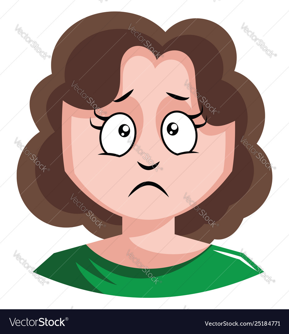 Girl With Brown Curly Hair Is About To Cry On Vector Image