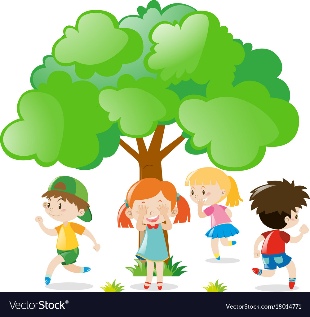 Children playing hide and seek illustration Stock Vector Image & Art - Alamy