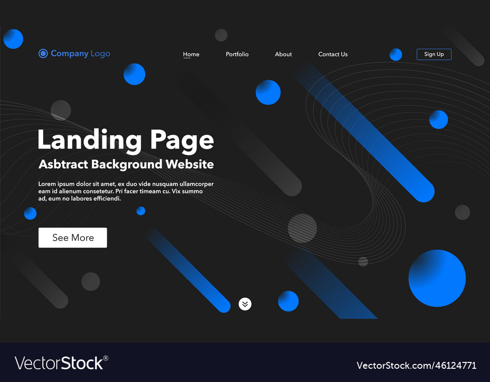 Landing page abstract wave background website vector image Landing page abstract wave background website