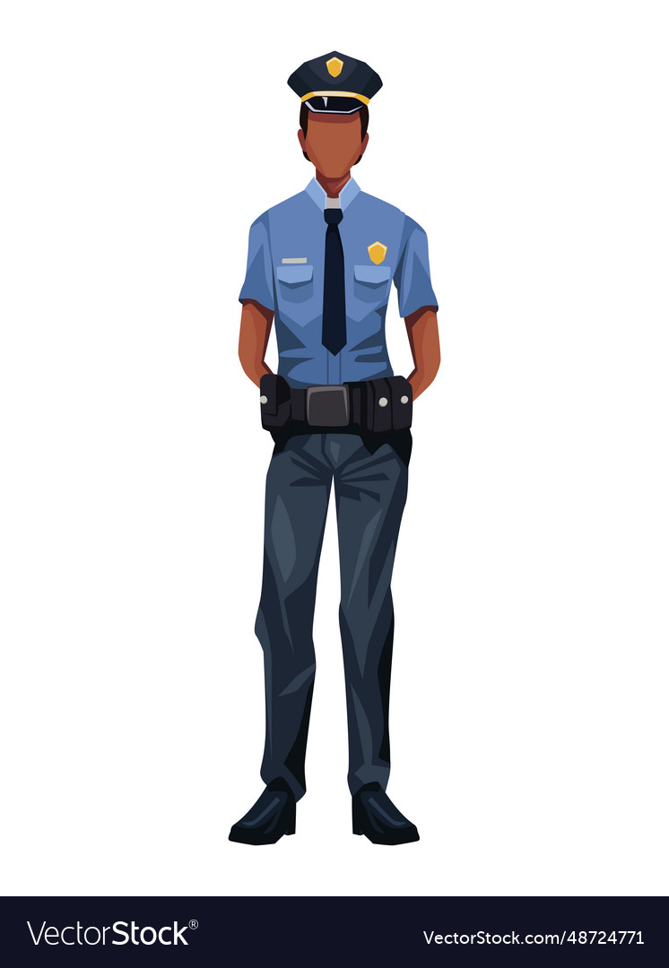 Police standing isolated Royalty Free Vector Image