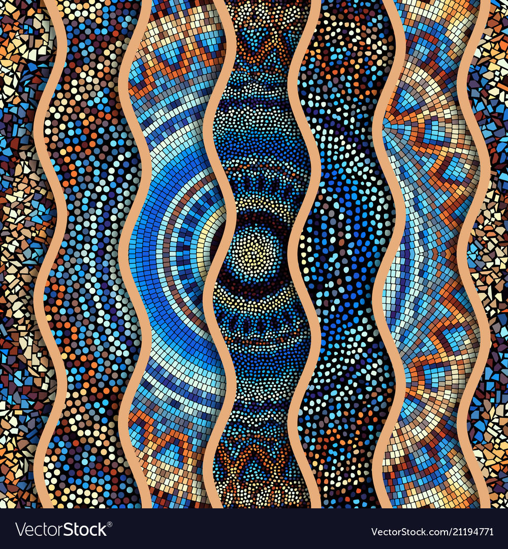 Relief Waves Of Ornamental Mosaic Tile Patterns Vector Image Mosaic Tile Patterns Vector Image