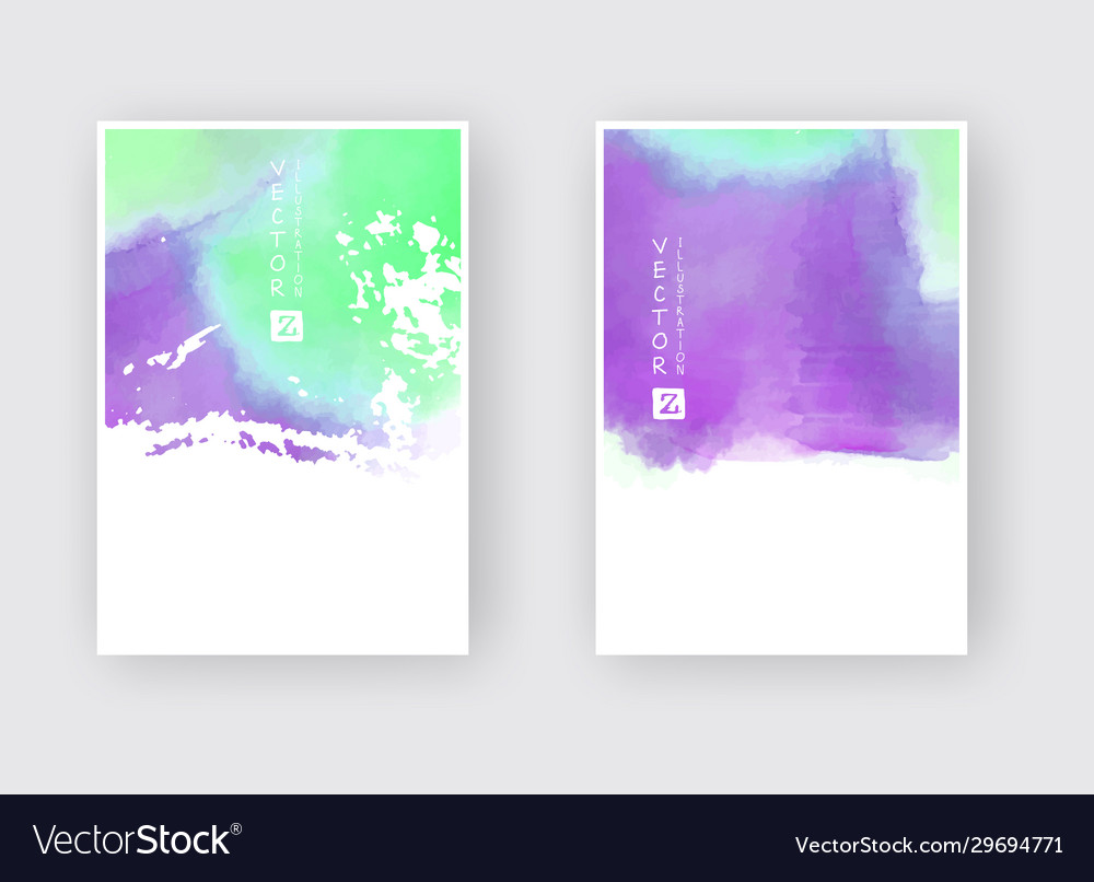 Set cards with watercolor blots