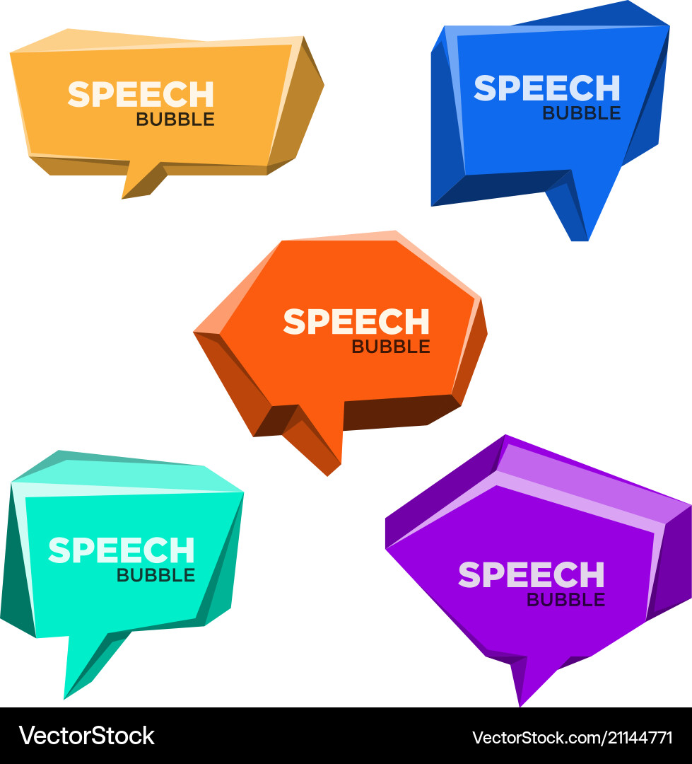 Speech bubble 3d style set Royalty Free Vector Image
