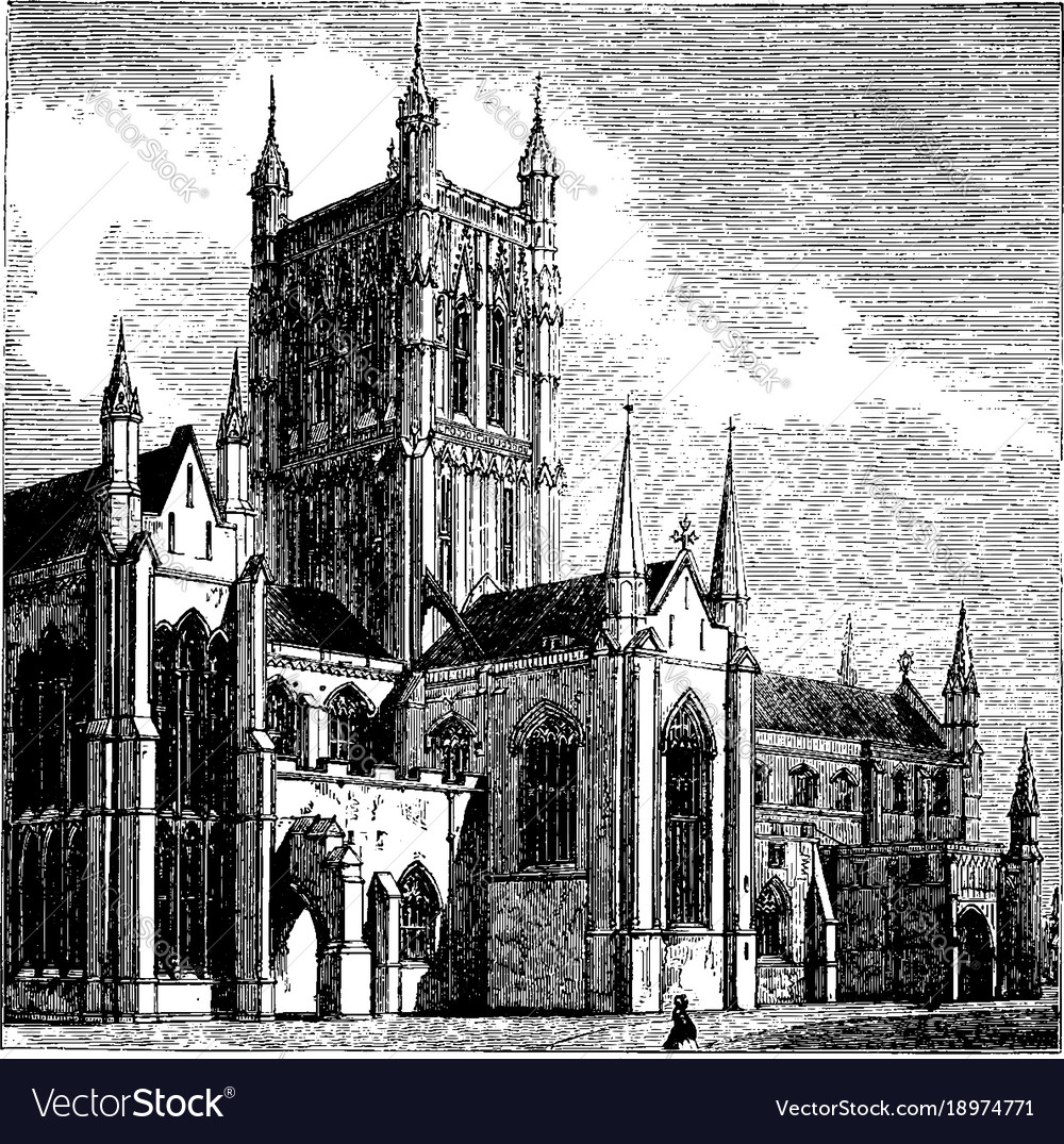 Worcester cathedral vintage Royalty Free Vector Image