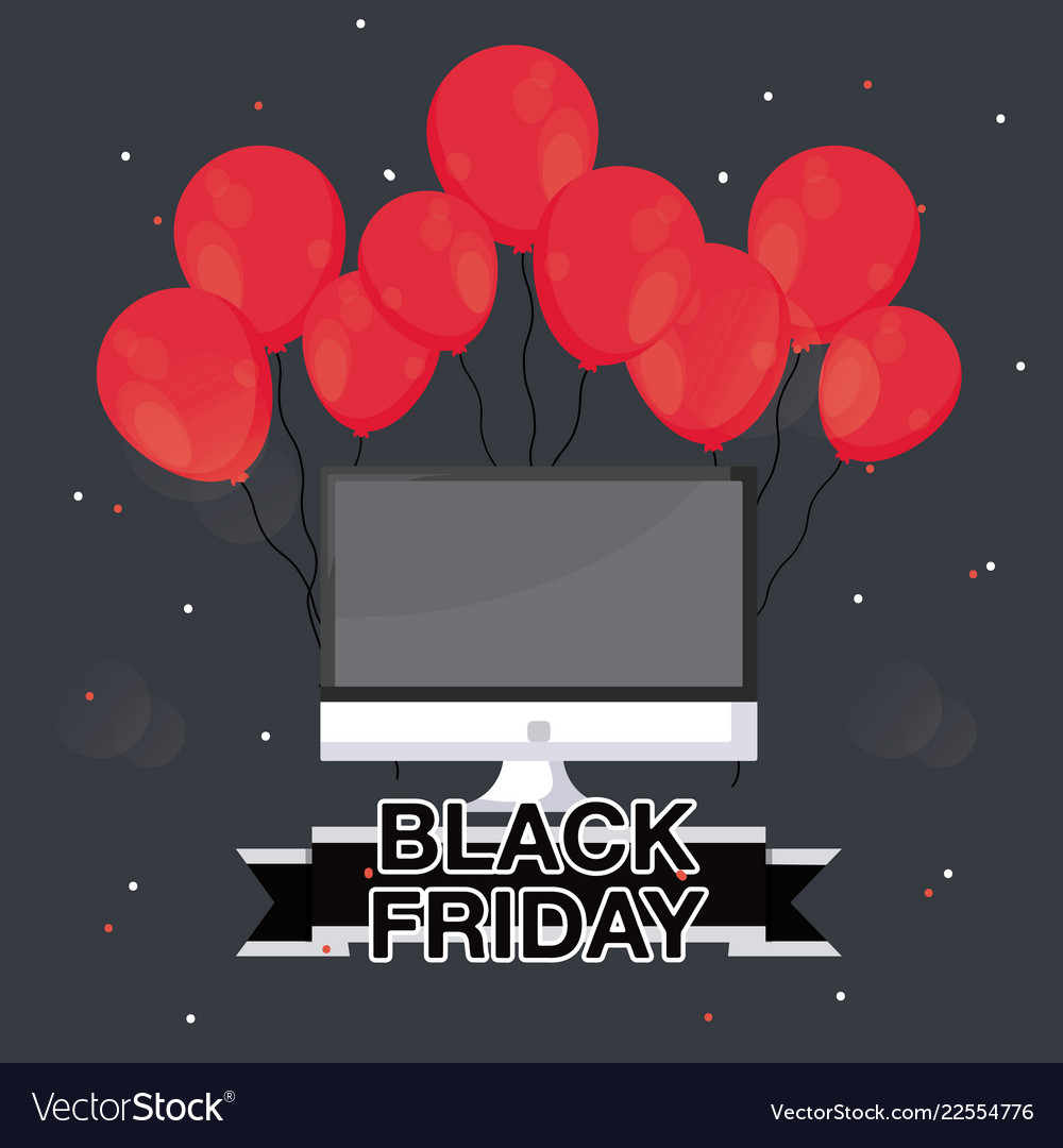 Black friday label with monitor computer
