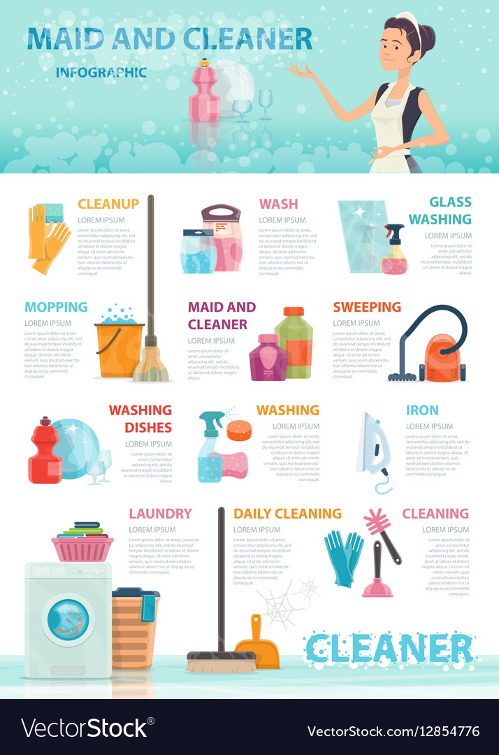 Cleaning infographic concept Royalty Free Vector Image
