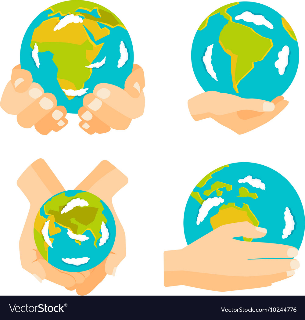 Earth hands Royalty Free Vector Image - VectorStock