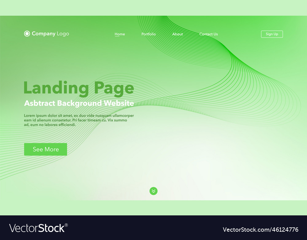 Landing page abstract wave background website vector image Landing page abstract wave background website