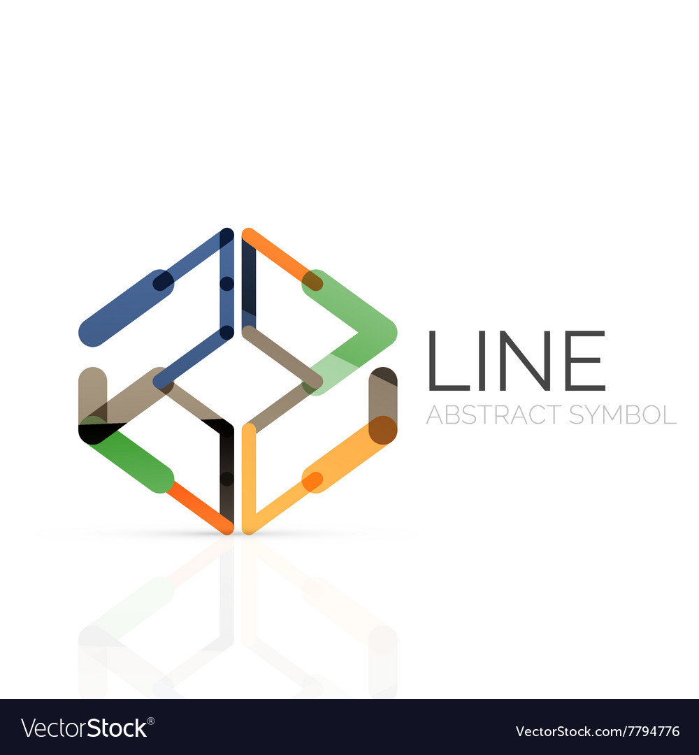 Linear abstract logo connected multicolored