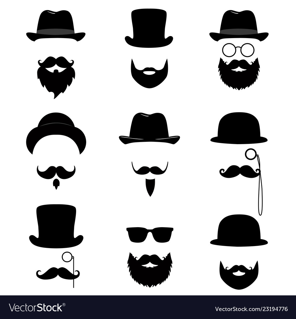 Mens collection mustache glasses beard pipe vector image Mens collection mustache glasses beard pipe