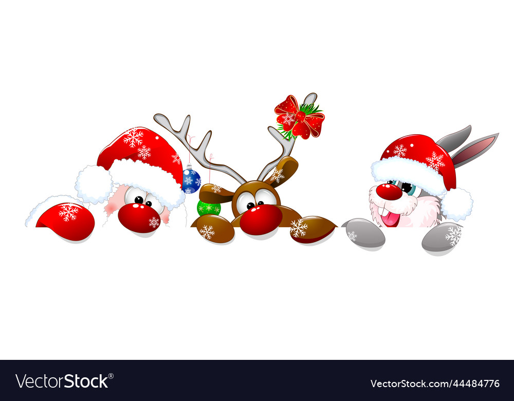 Santa reindeer and rabbit Royalty Free Vector Image