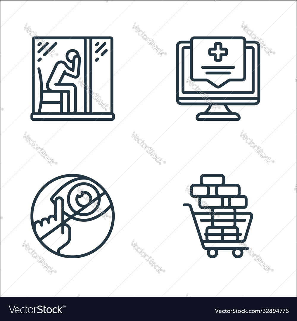 Self isolation line icons linear set quality vector image Self isolation line icons linear set quality