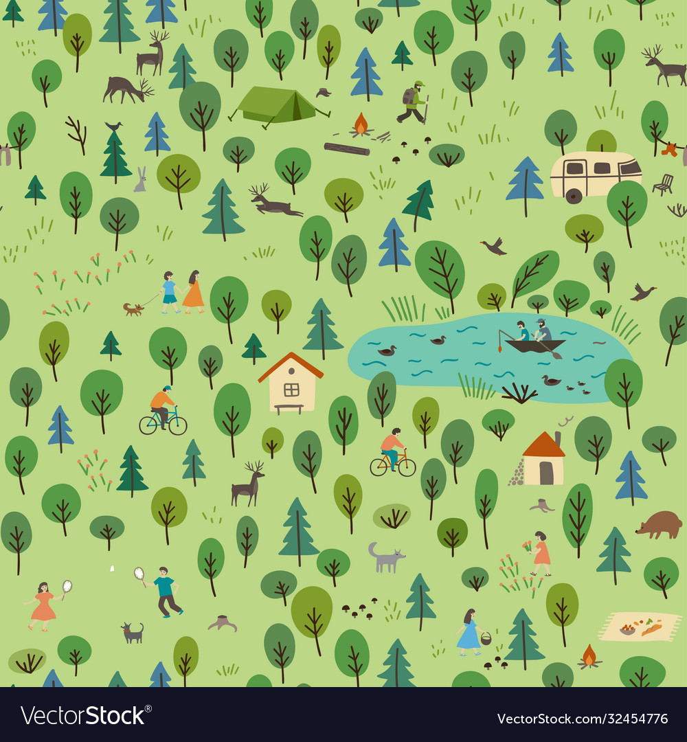 Summer forest seamless pattern Royalty Free Vector Image