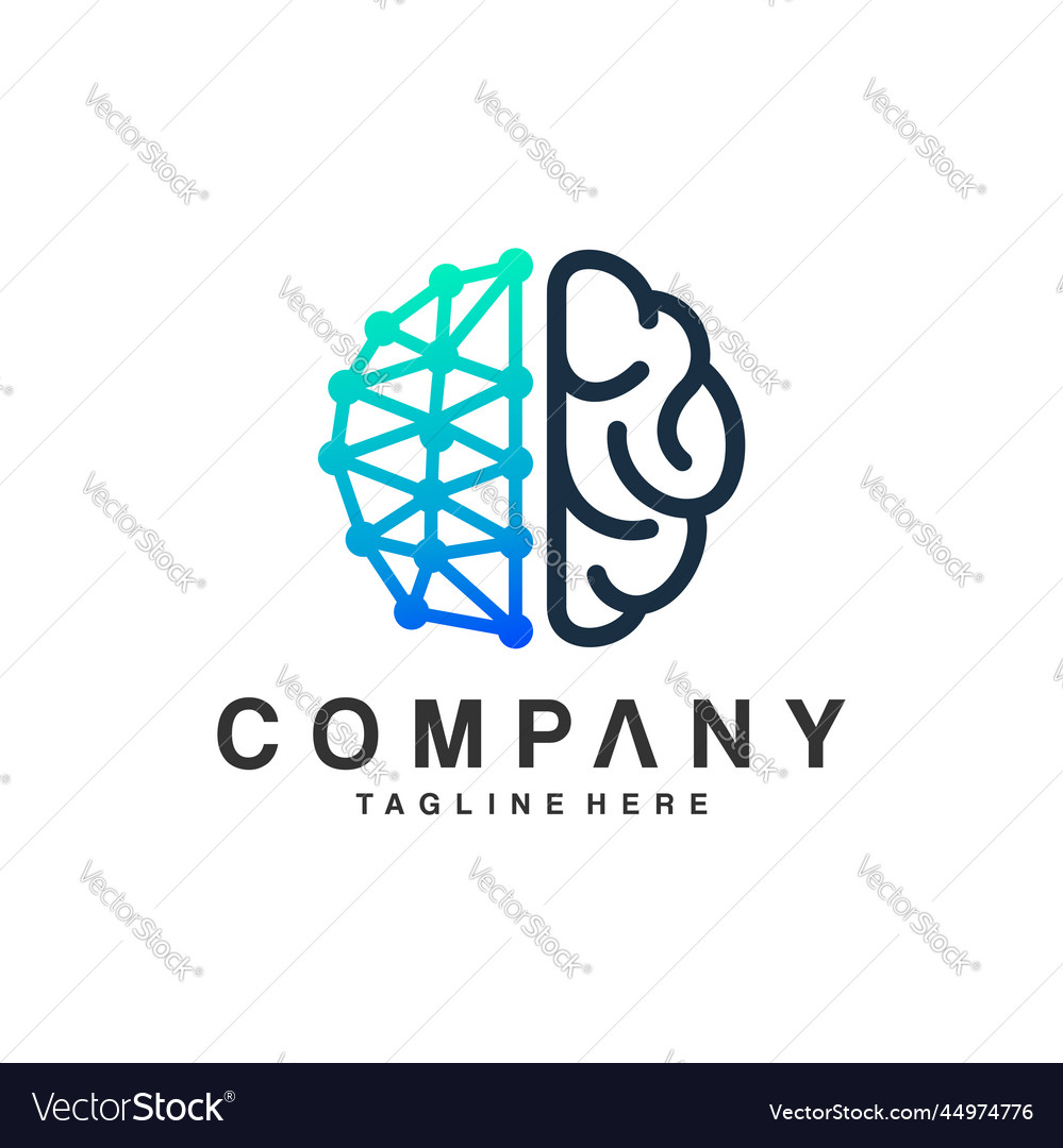 Techno brain logo design template Royalty Free Vector Image