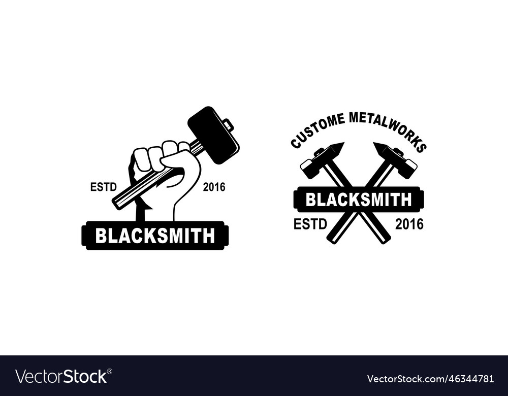 Blacksmith and iron works emblems design element Vector Image