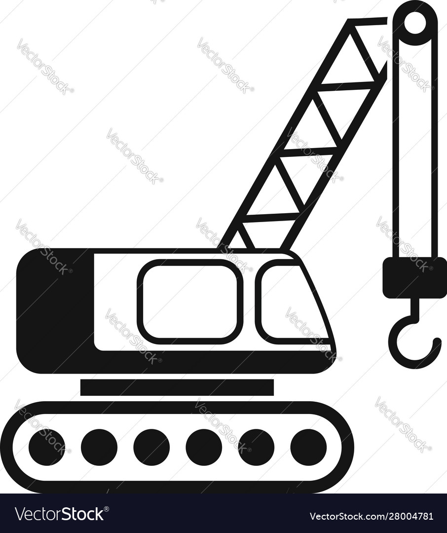 Excavator construction crane icon simple style Vector Image