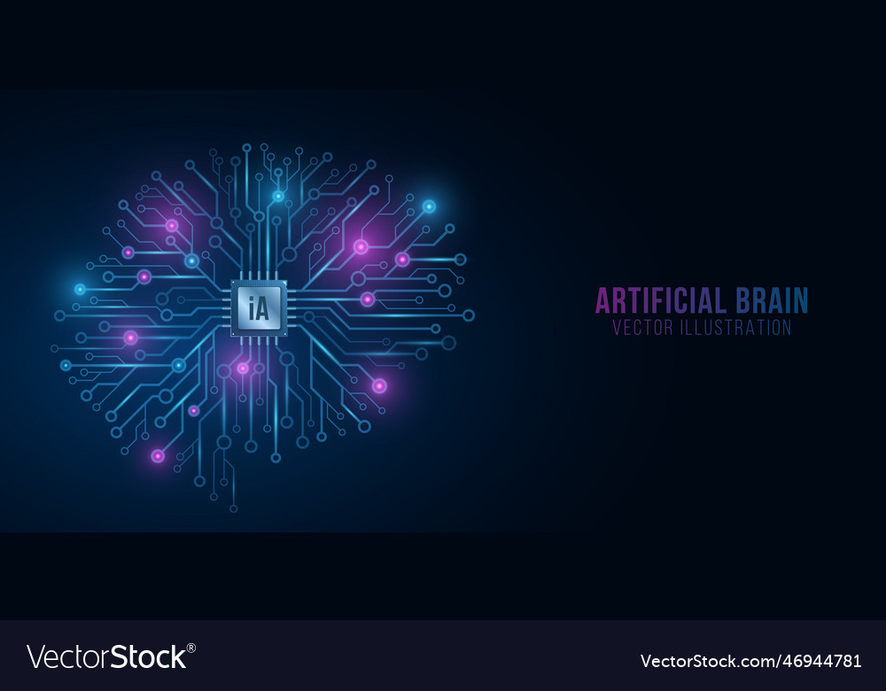 Glowing cyber brain with cpu for neural networks