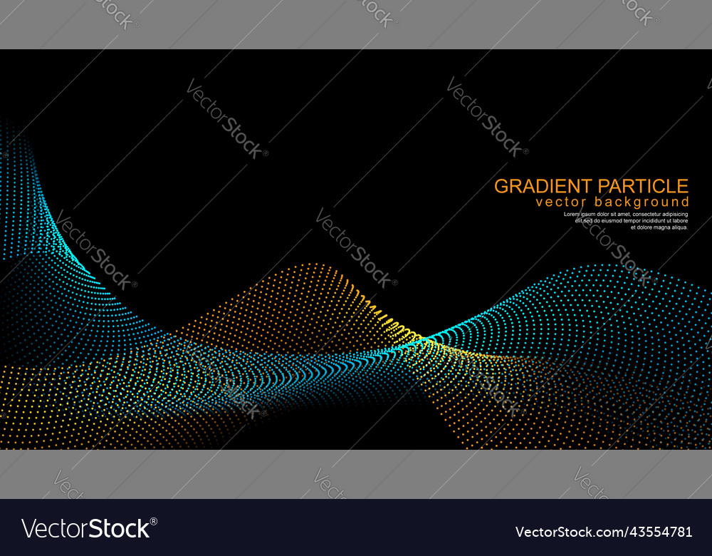 Gradient wave particles on black background