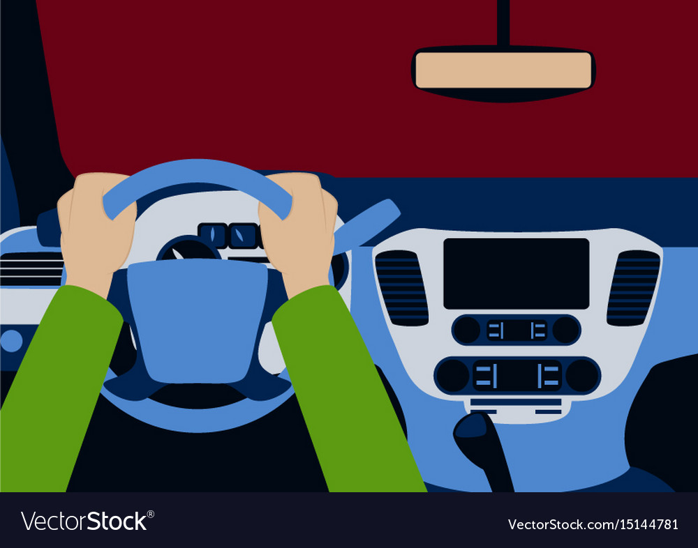 Human hands driving a car Royalty Free Vector Image