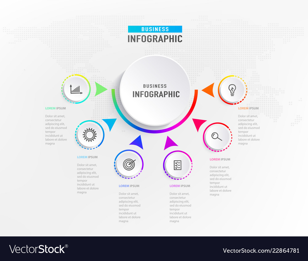 Infograph 6 steps element diagram process