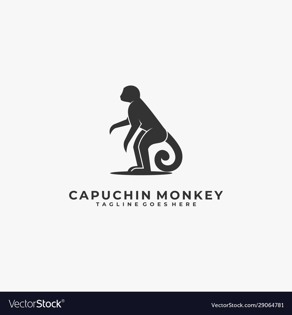 Logo monkey pose silhouette Royalty Free Vector Image