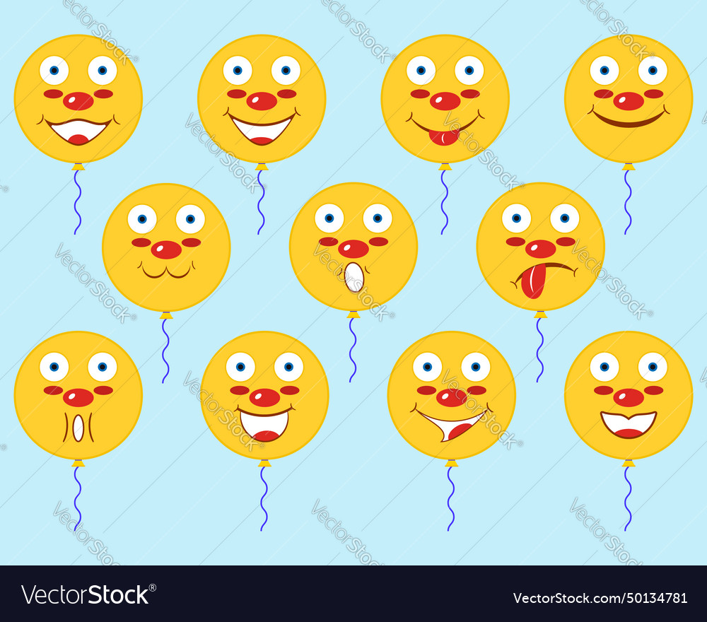 Lots of cartoon balloons with funny faces vector image Lots of cartoon balloons with funny faces