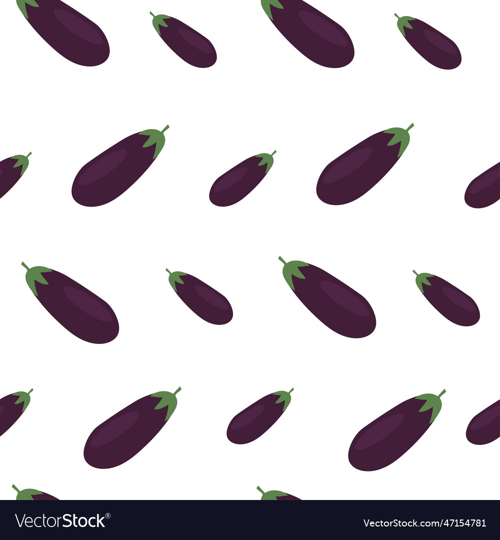 Seamless Pattern With Eggplants Ripe And Healthy Vector Image