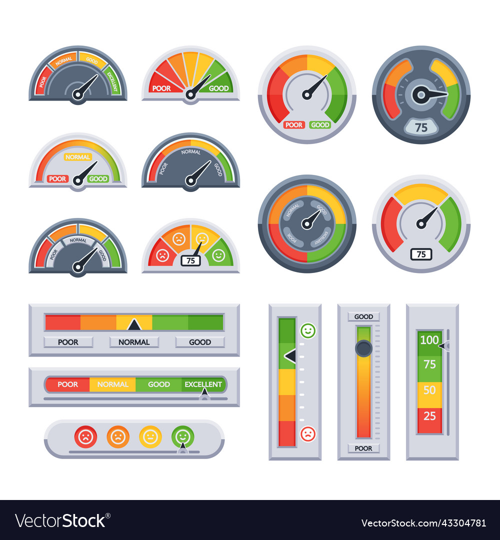 Set indicator of trust indication meter vector image Set indicator of trust indication meter