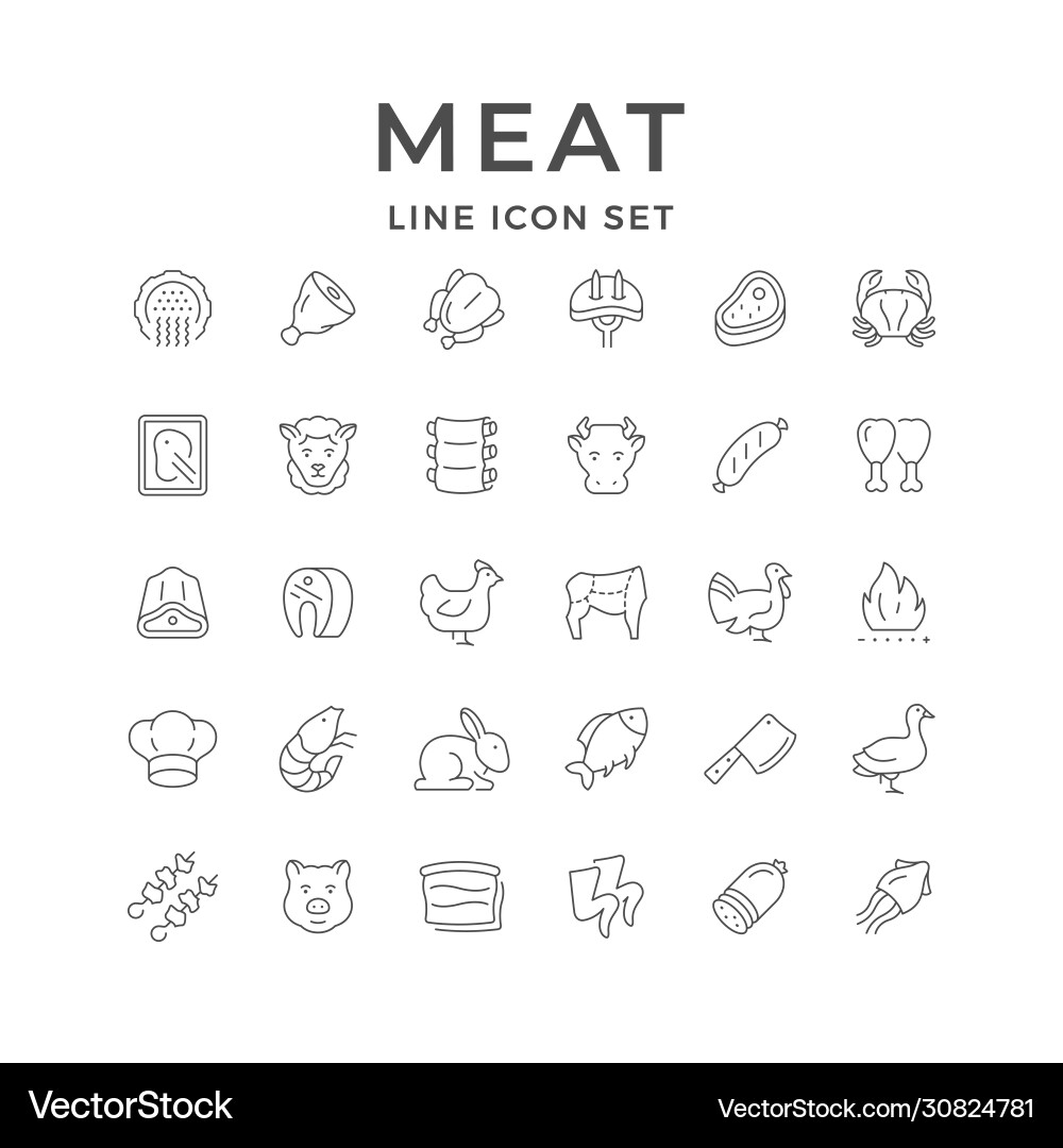 Set line icons meat Royalty Free Vector Image - VectorStock