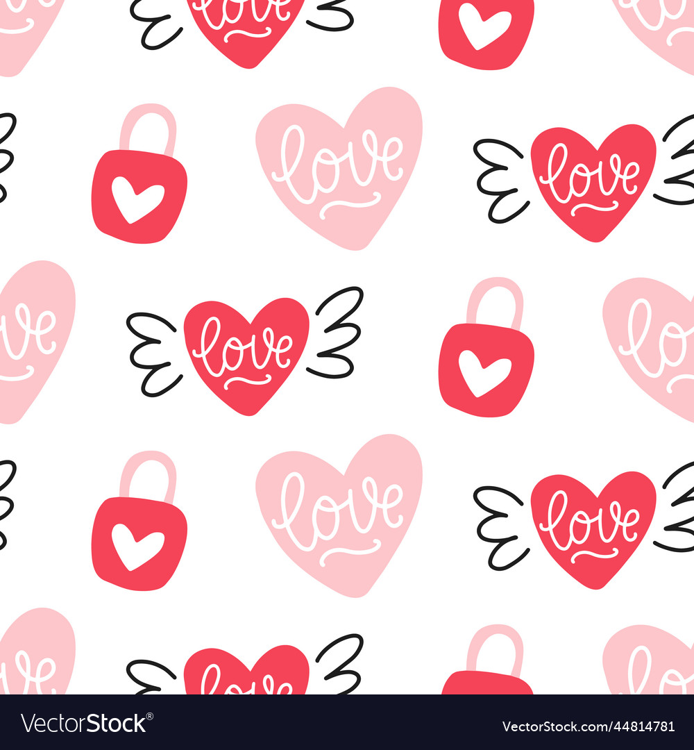 Valentines hearts red seamless pattern