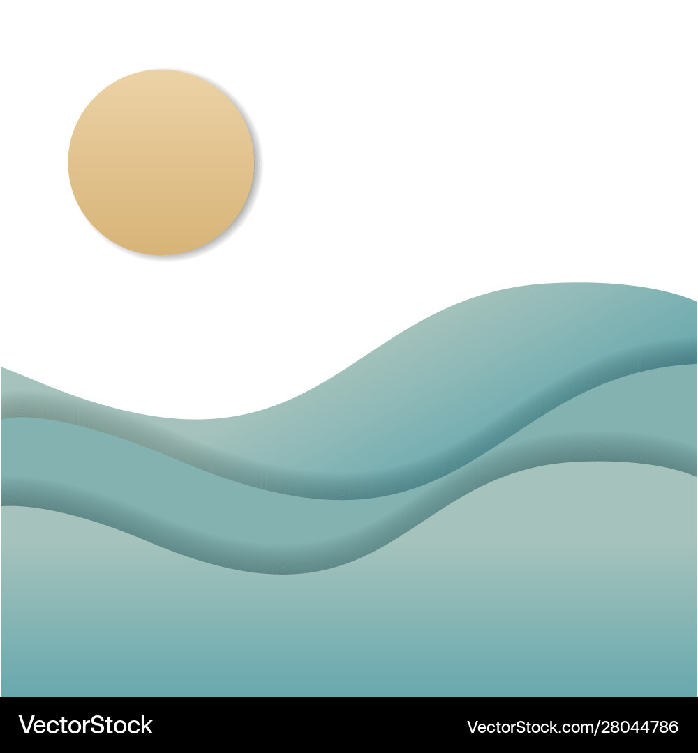 Background sea waves sun and blank space Vector Image