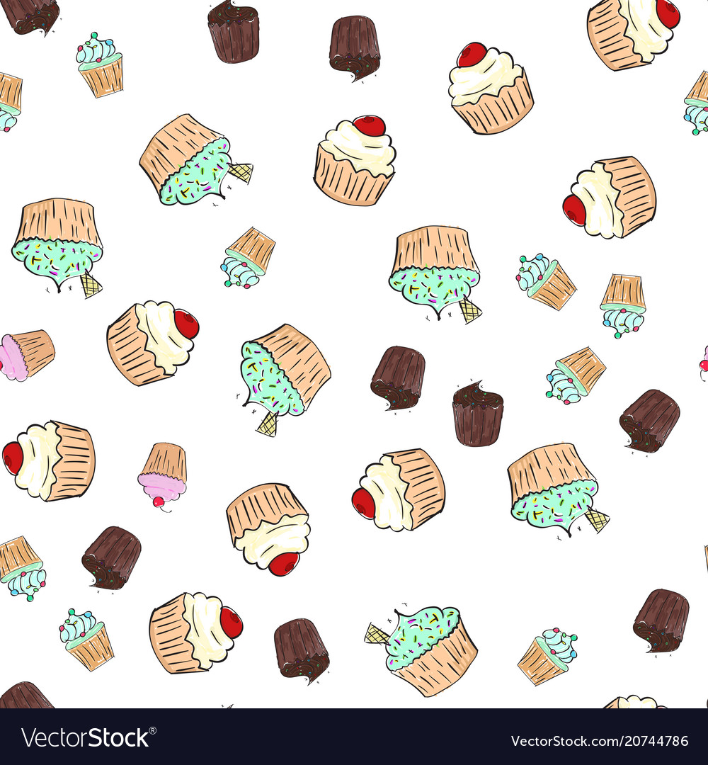 Cupcakes pattern seamless print vector image Cupcakes pattern seamless print