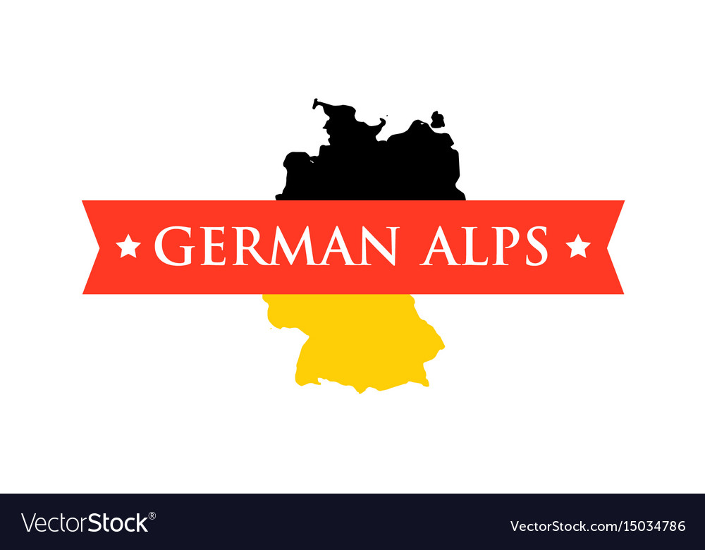 Flagge der Deutschen mit Kaption - deutsche Alpen