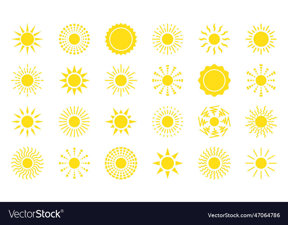 Flat sun icon pictogram trendy summer symbol Vector Image