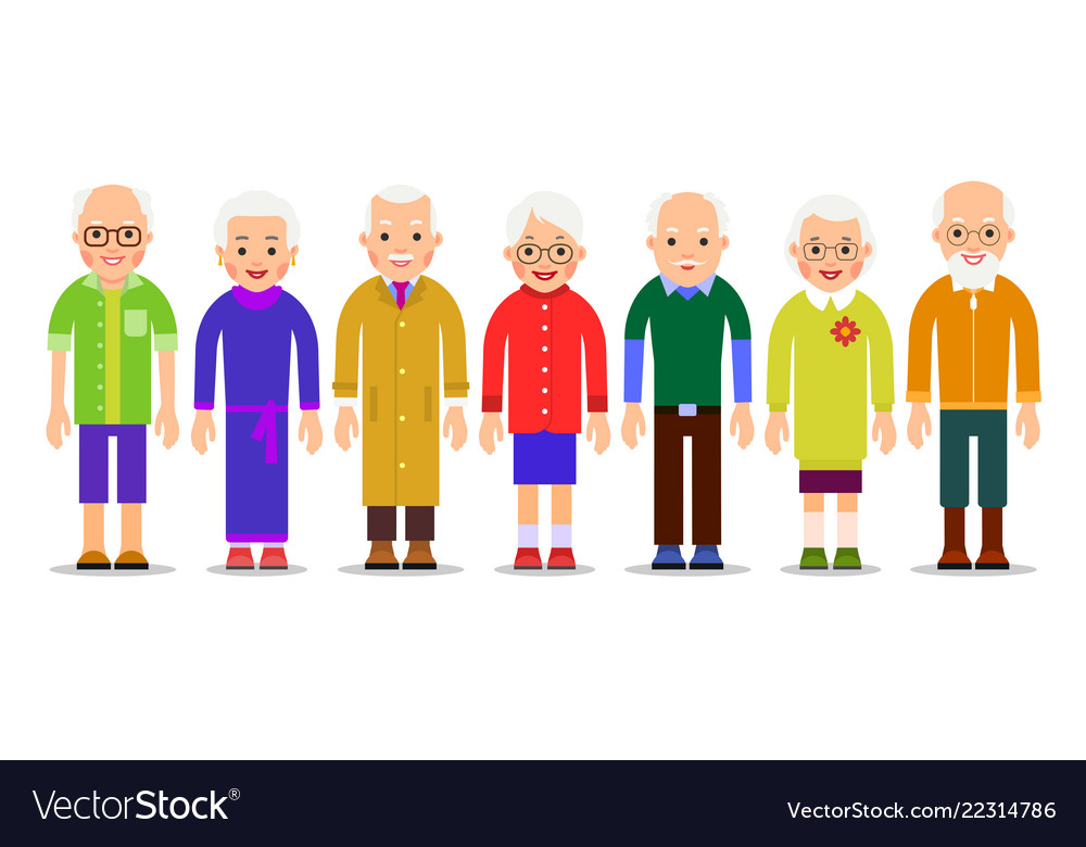 Group older people adults person stand next Vector Image