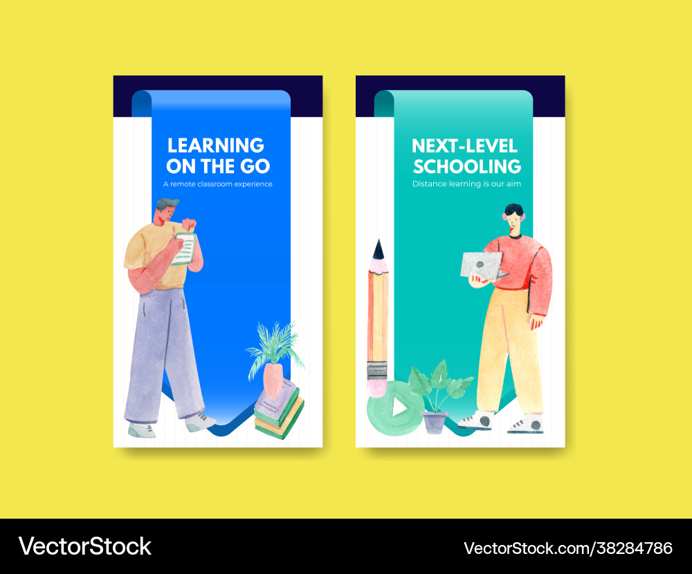Instagram template with online learning concept Vector Image