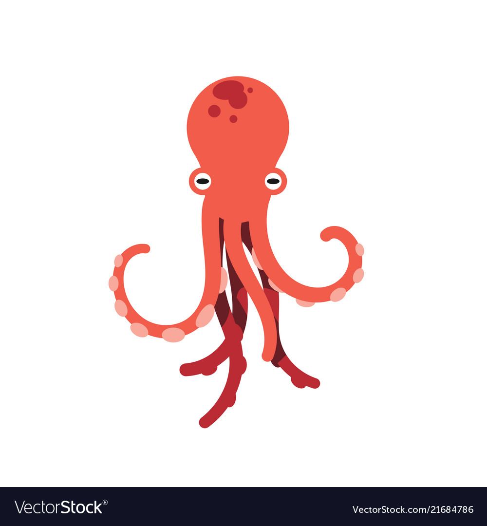 Red octopus isolated on white Royalty Free Vector Image