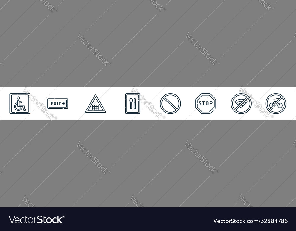 Signals and prohibitions line icons linear set vector image Signals and prohibitions line icons linear set