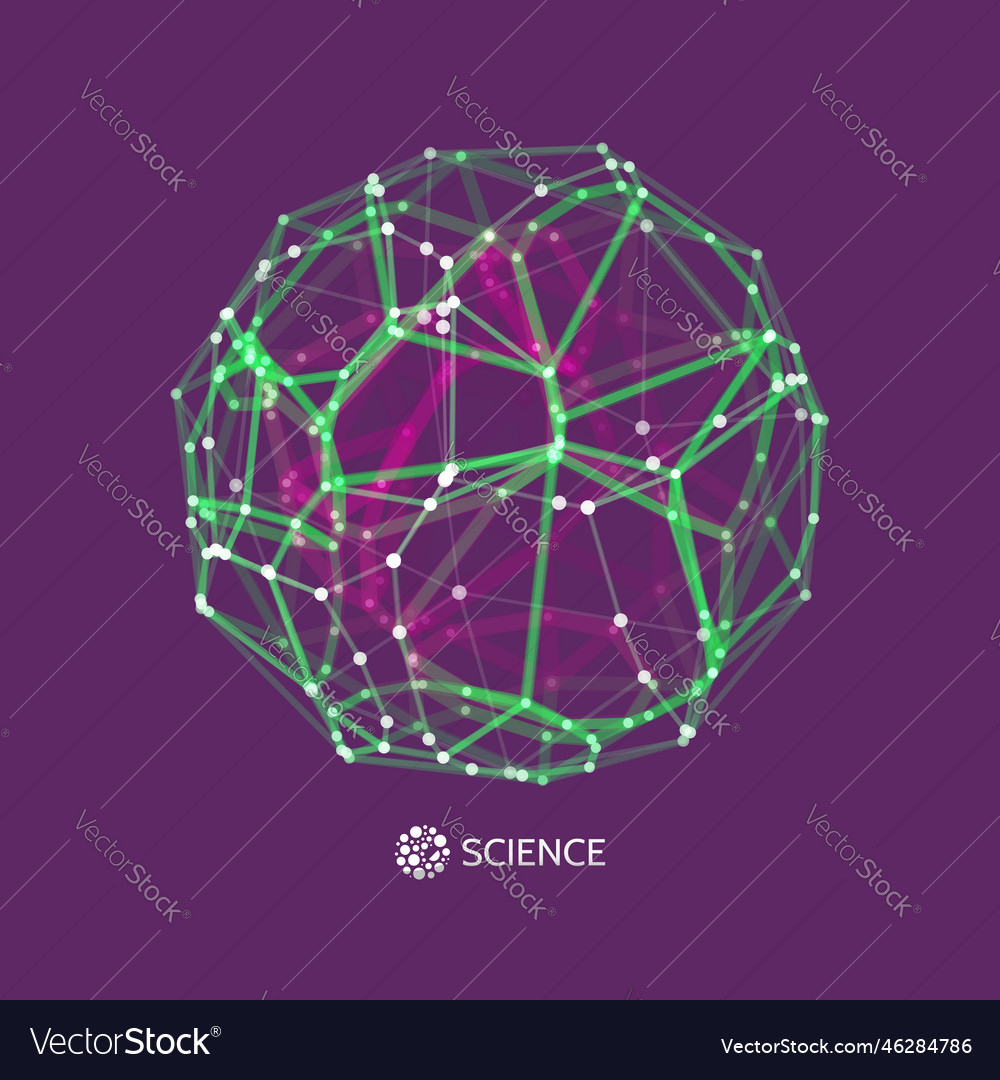 Sphere 3d wireframe object with connected lines vector image Sphere 3d wireframe object with connected lines