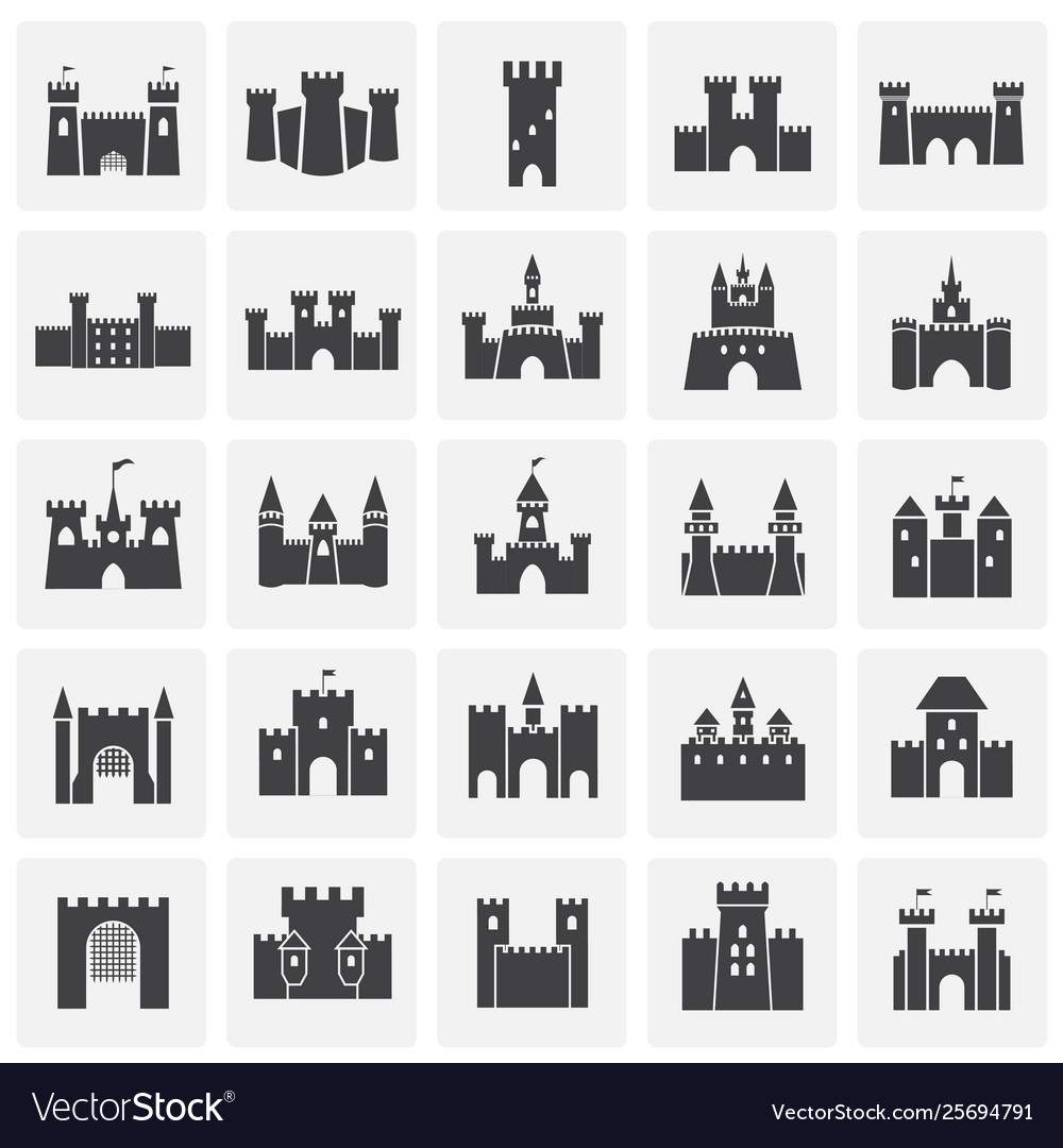 Castle icons set on background for graphic and web vector image Castle icons set on background for graphic and web