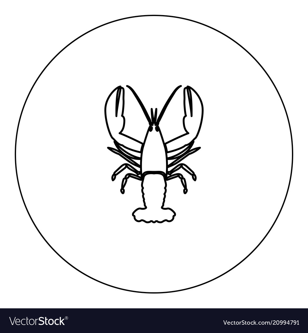 Craw fish icon black color in circle isolated