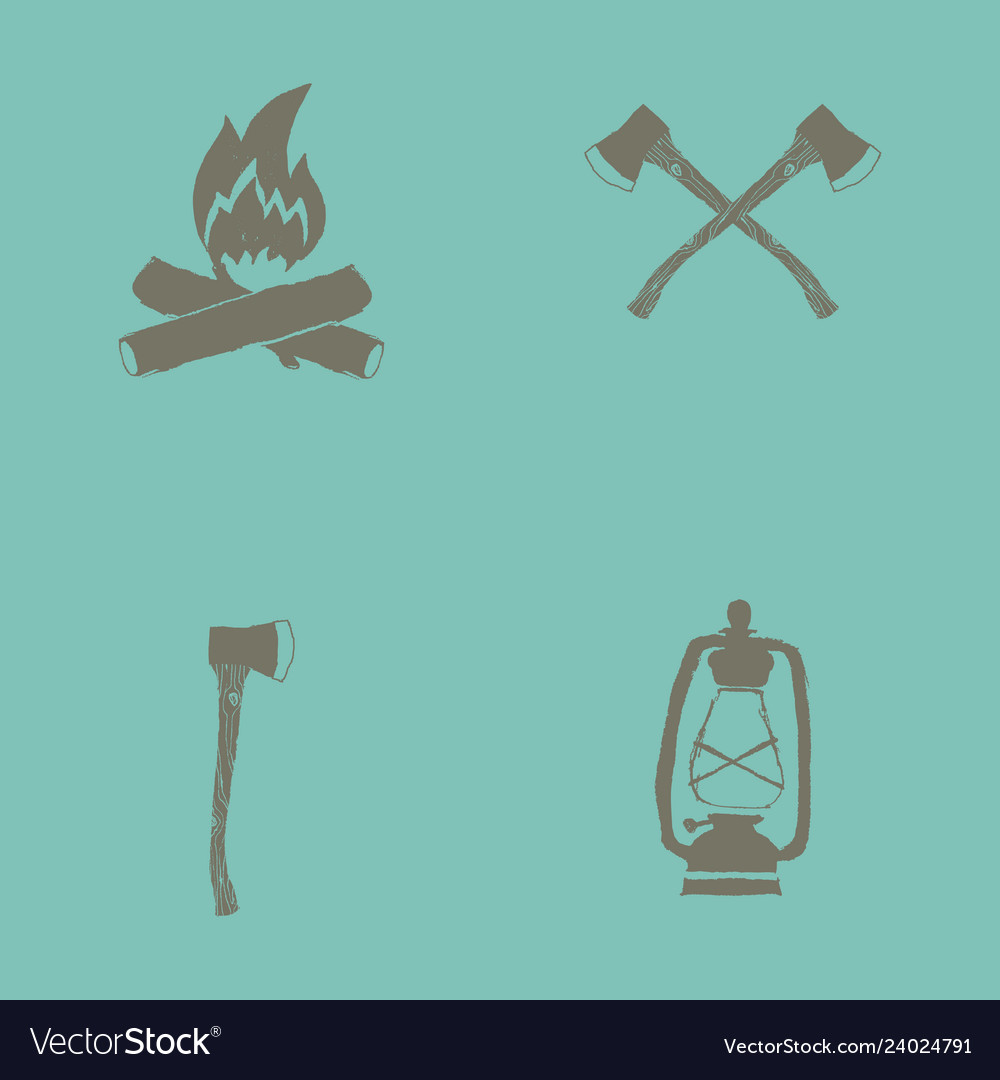 Hand drawn forest camping vacation objects set vector image