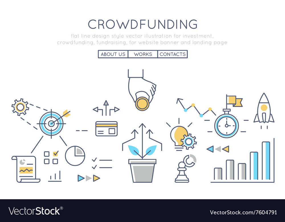 Investment crowdfunding fundraising Royalty Free Vector