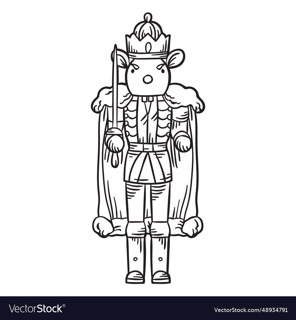 Mouse king nutcracker stroke Royalty Free Vector Image