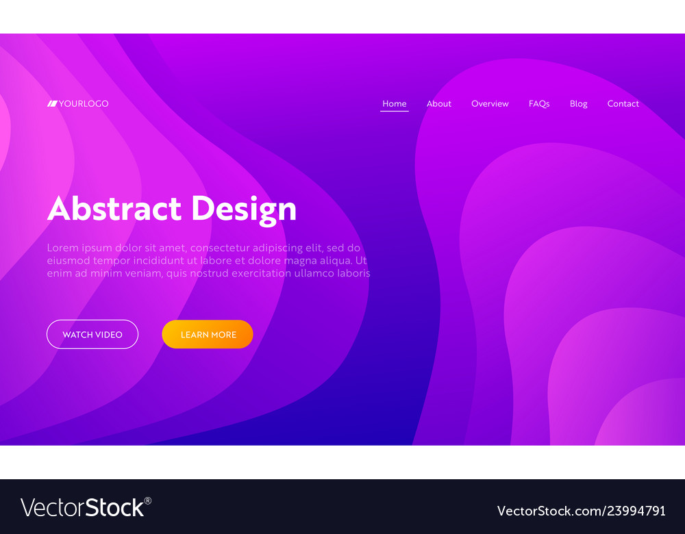 Purple abstract wave shape landing page Royalty Free Vector