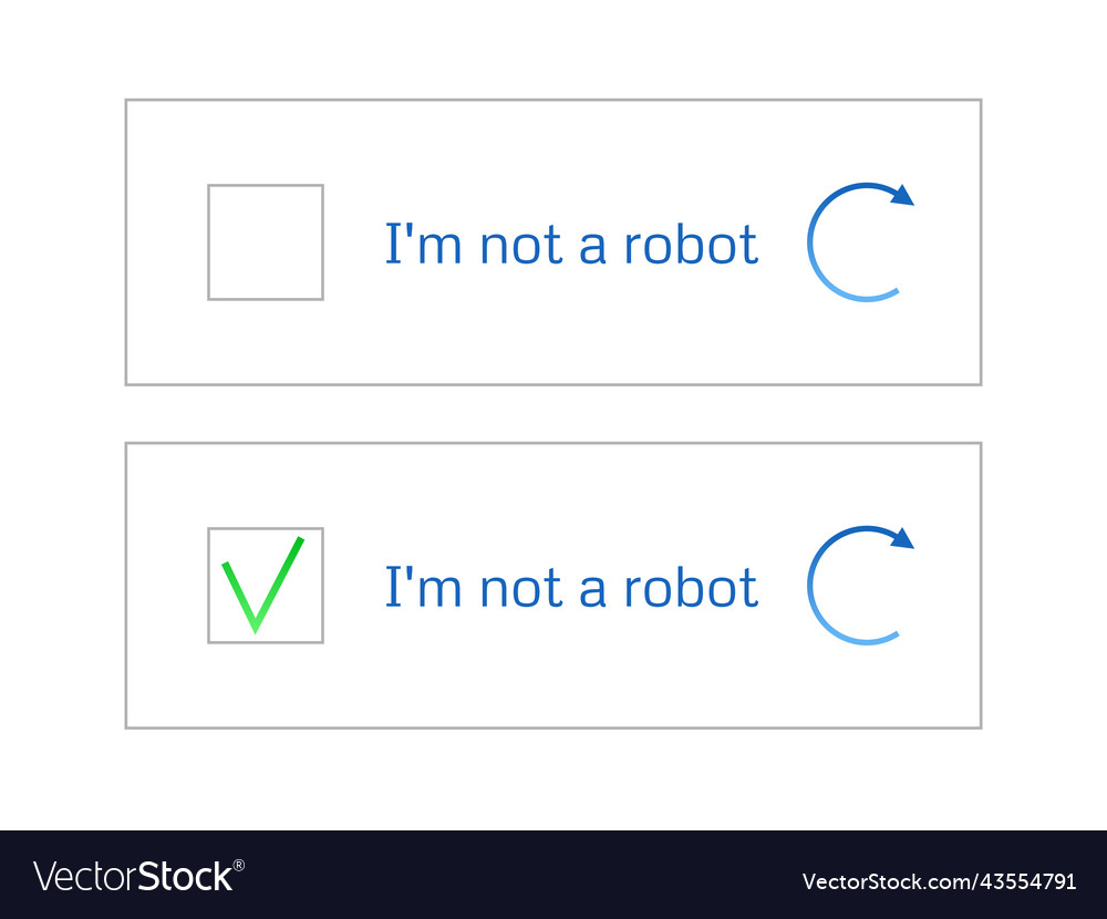 Template for entering captcha im not a robot vector image Template for entering captcha im not a robot