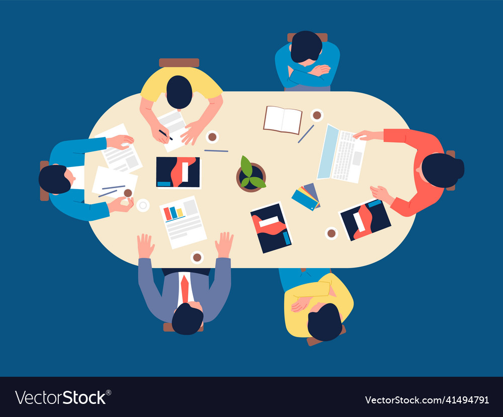 Top view business group meeting students company Vector Image