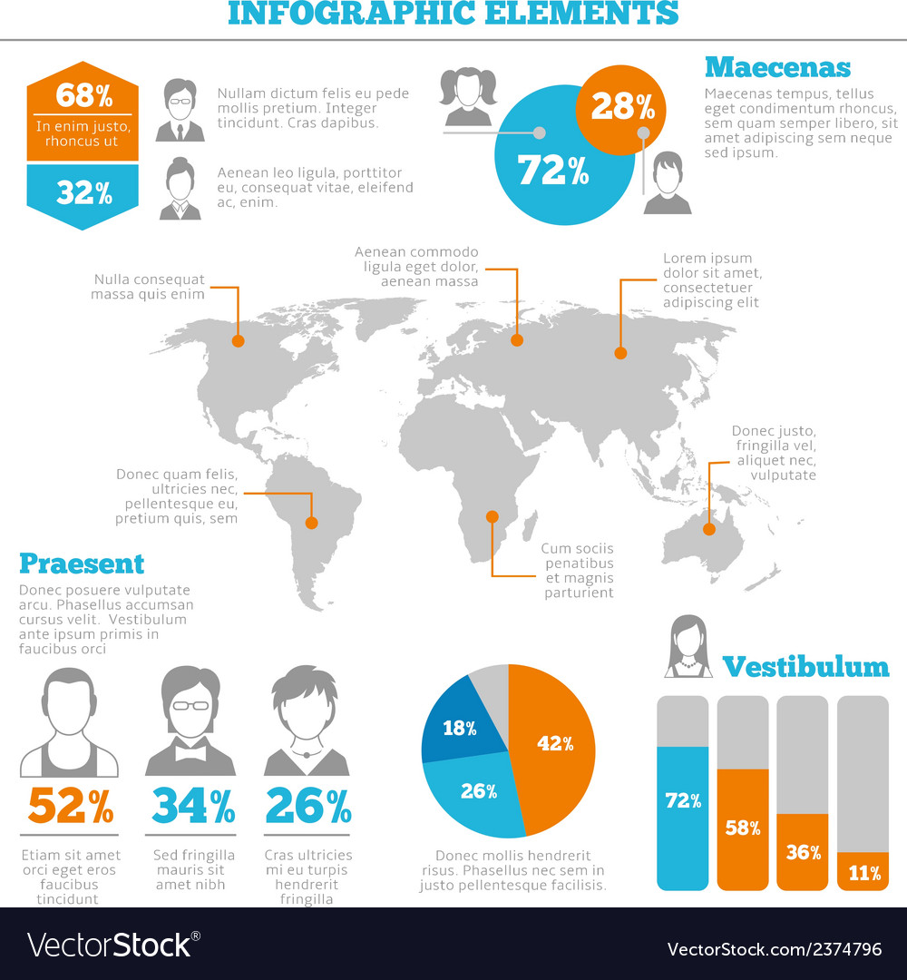 Avatar infographic elements layout Royalty Free Vector Image