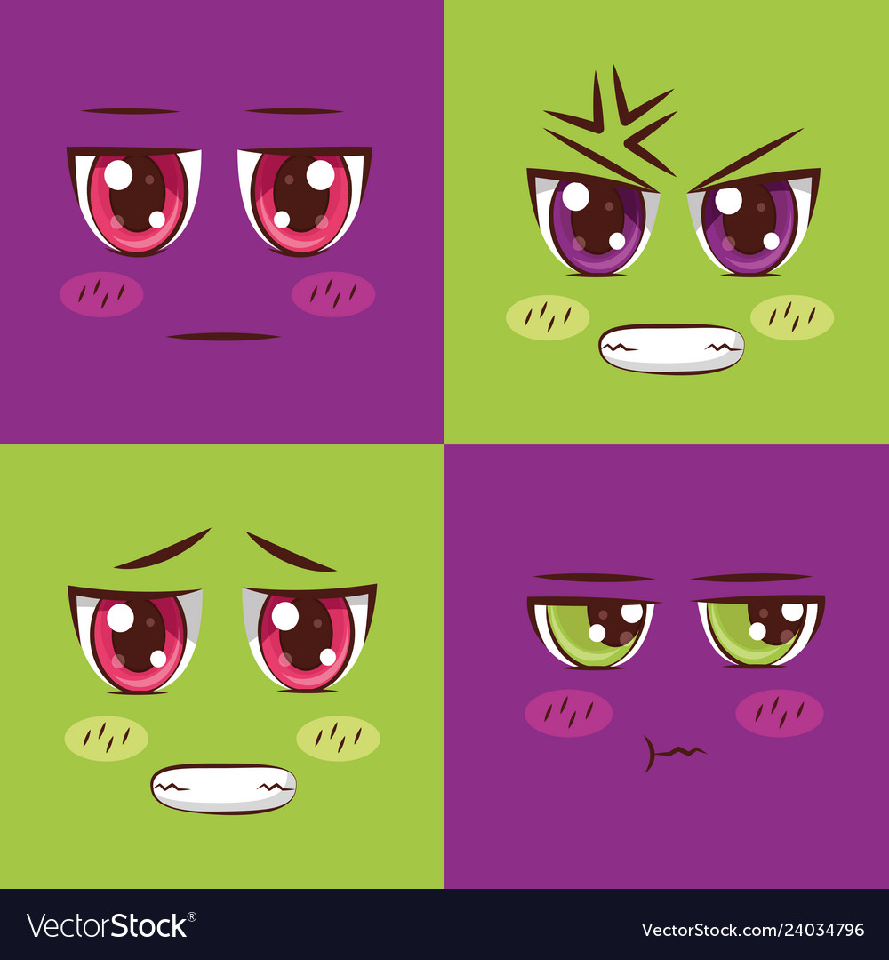 Face anime emoticon set